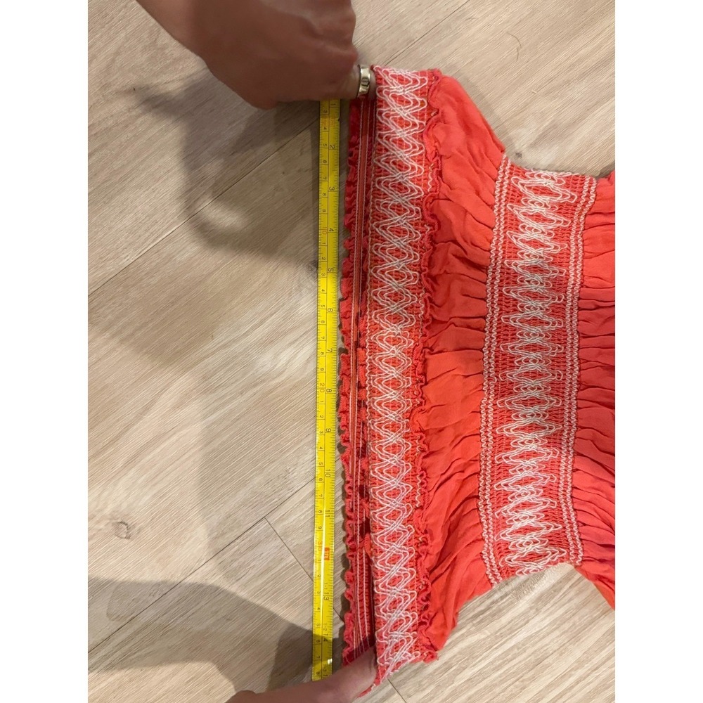 Vintage Y2K Wet Seal XS/S Coral Embroidered Smocked Strapless Babydoll Tube Top - Picture 5 of 6